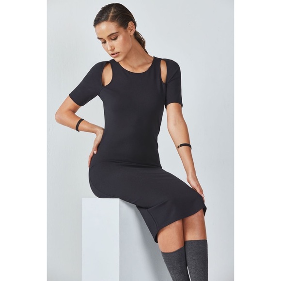 Fabletics Dresses & Skirts - Fabletics Black Eva Cutout Midi Dress Medium